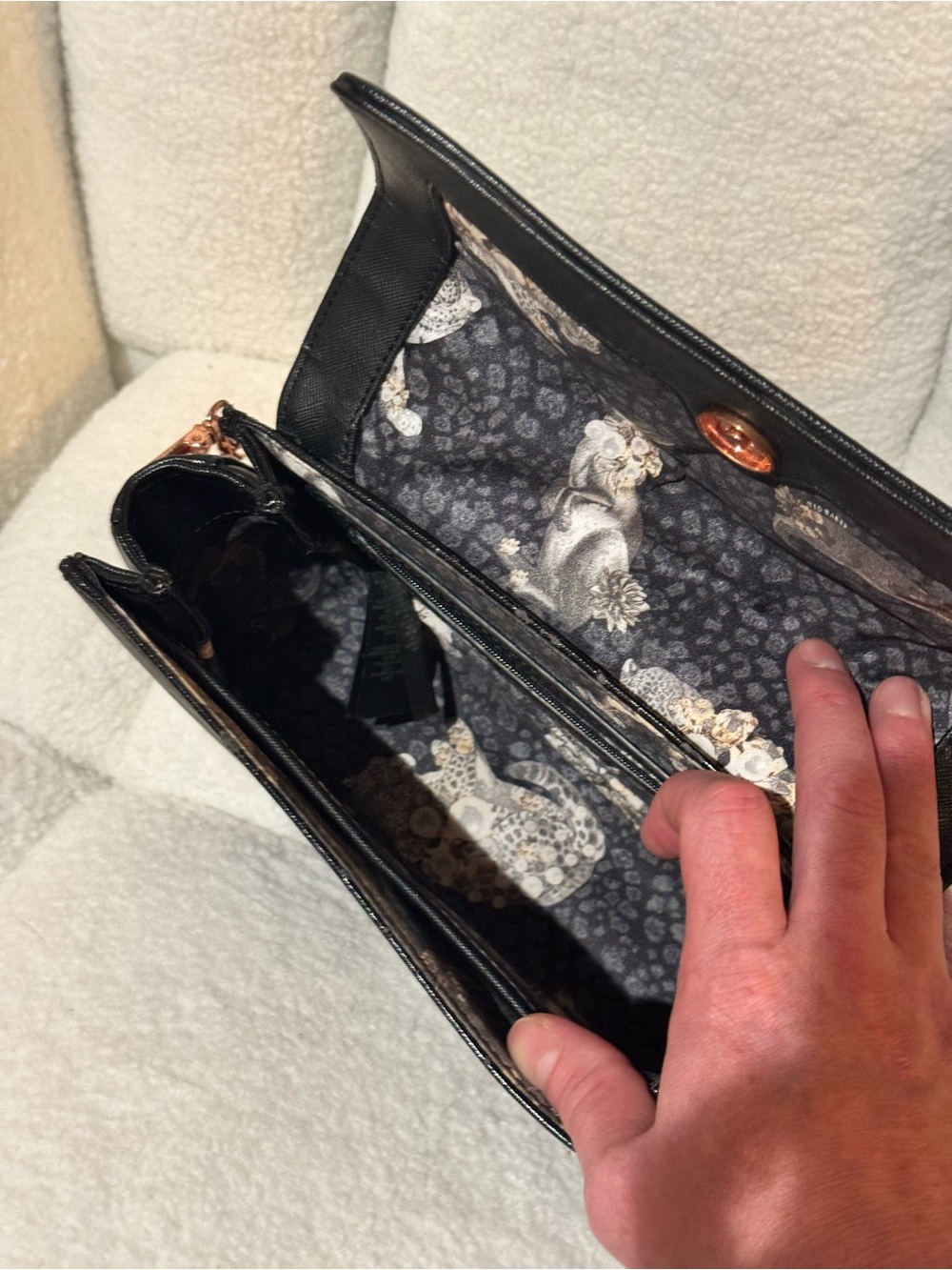 Ted Baker Black Crossbody with Rose Gold Chain Strap - Picture 8 of 11